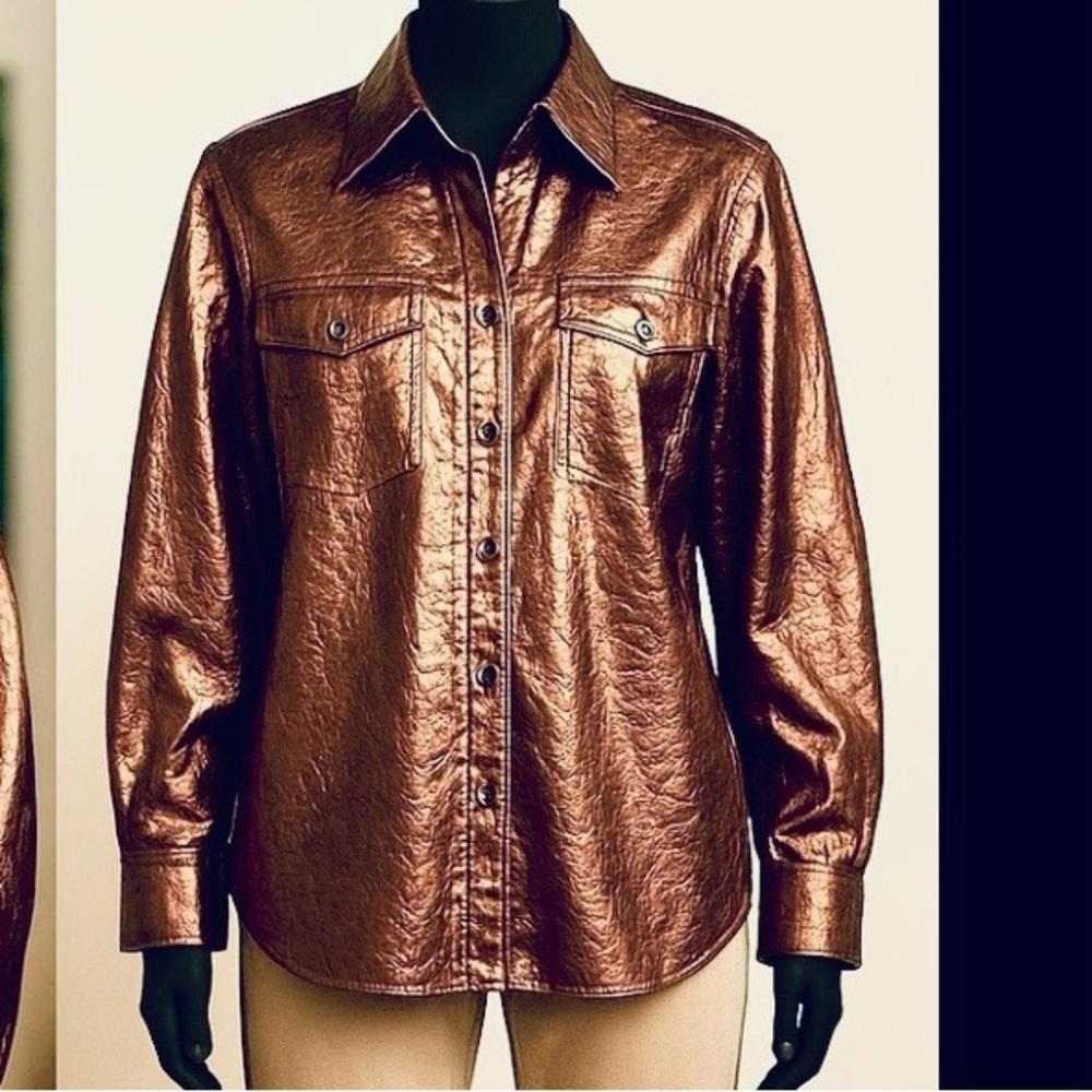 Carlisle,Metallic Bronze Lurex Shimmer Statement Jacket Liteweight Evening SizeL - Picture 4 of 15